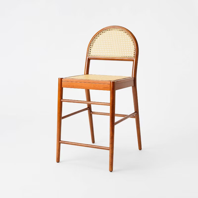 Gilbert Arch Back Caned Woven Counter Height Barstool Walnut - Threshold™ designed with Studio ... | Target