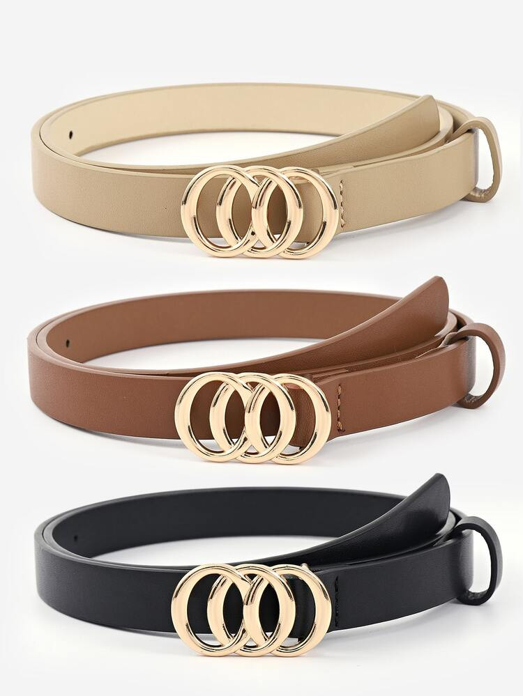 3pcs Metal Buckle Belt | SHEIN