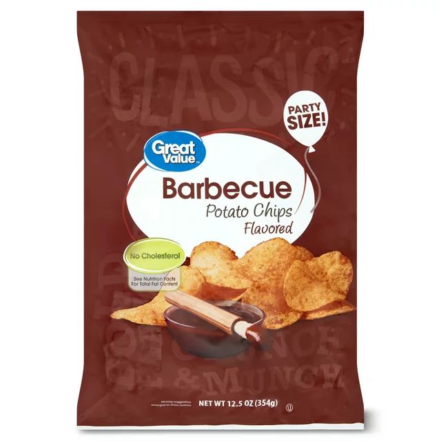 Great Value Party Size Barbecue Potato Chips, 12.5 oz - Walmart.com | Walmart (US)