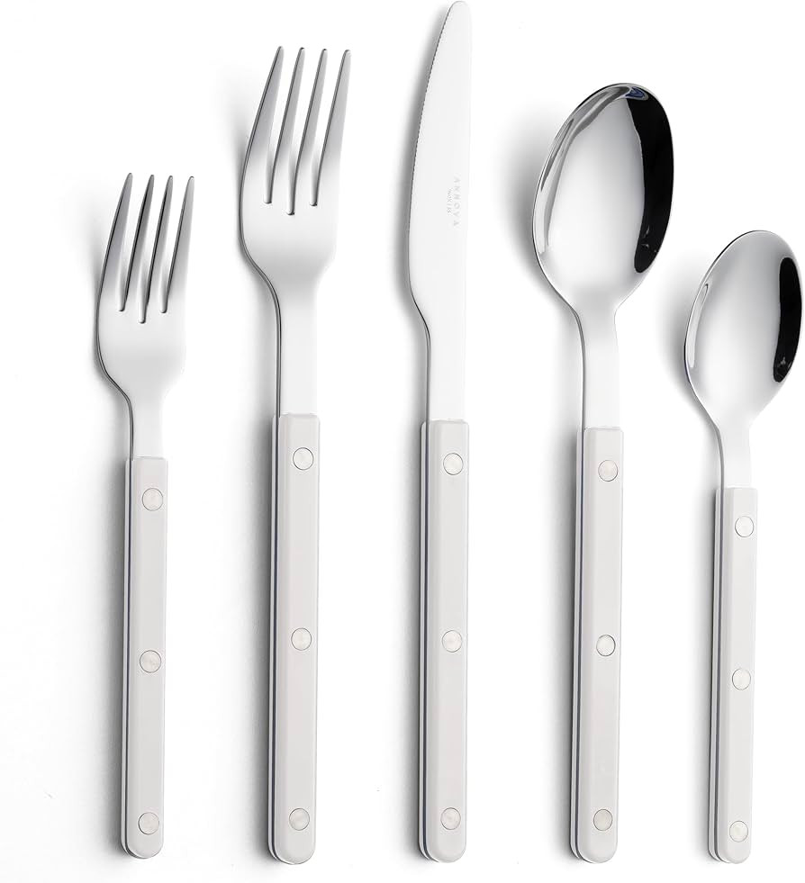 ANNOVA Silverware Set, Retro/Rivet Colorful Stainless Steel Tableware Kitchen Flatware Set Utensi... | Amazon (US)