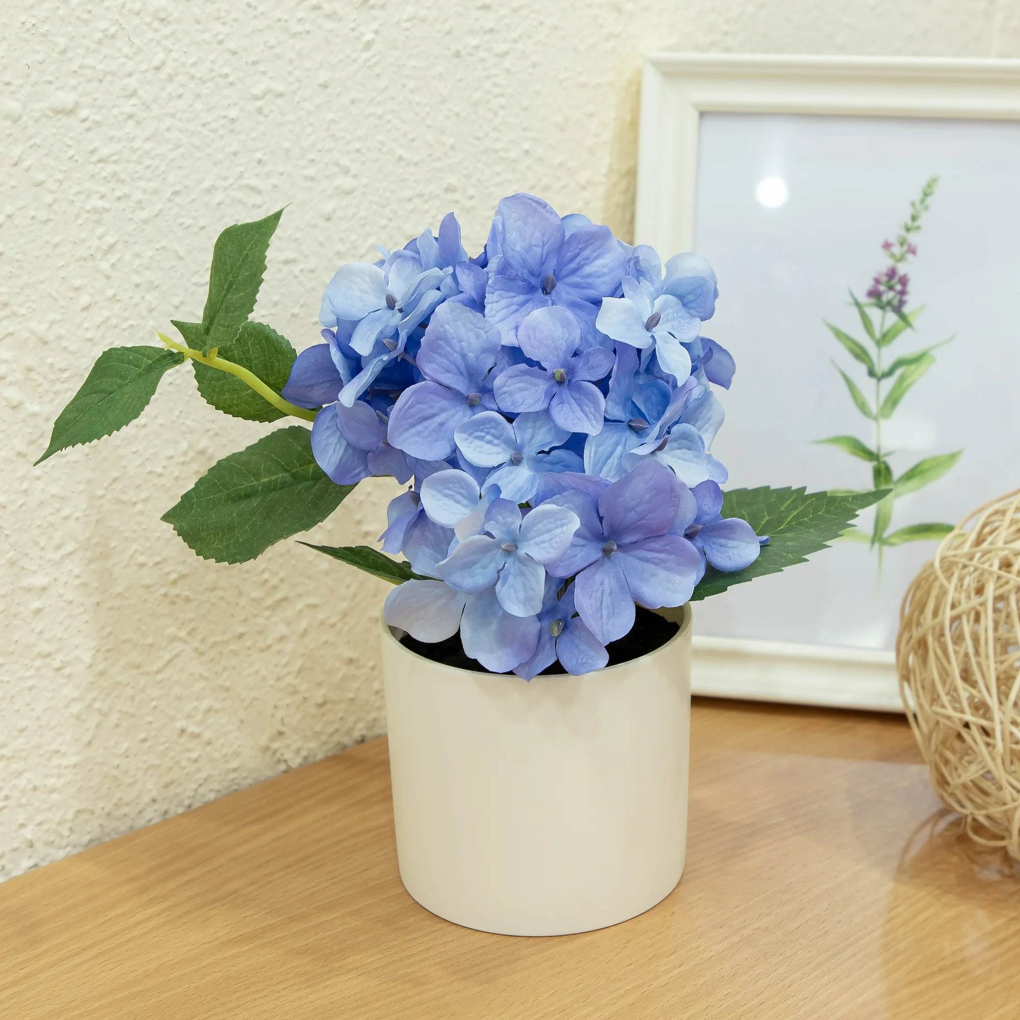 Mainstays 8" Artificial Blue Hydrangea in Cream Pot, for Indoor Use | Walmart (US)