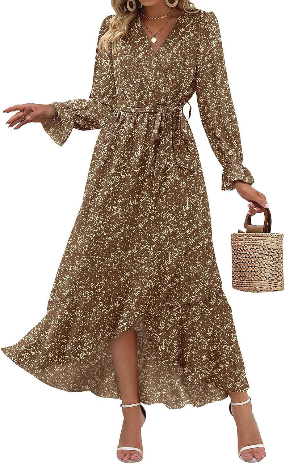 BTFBM Puff Long Sleeve Boho Dresses for Women | Amazon (US)