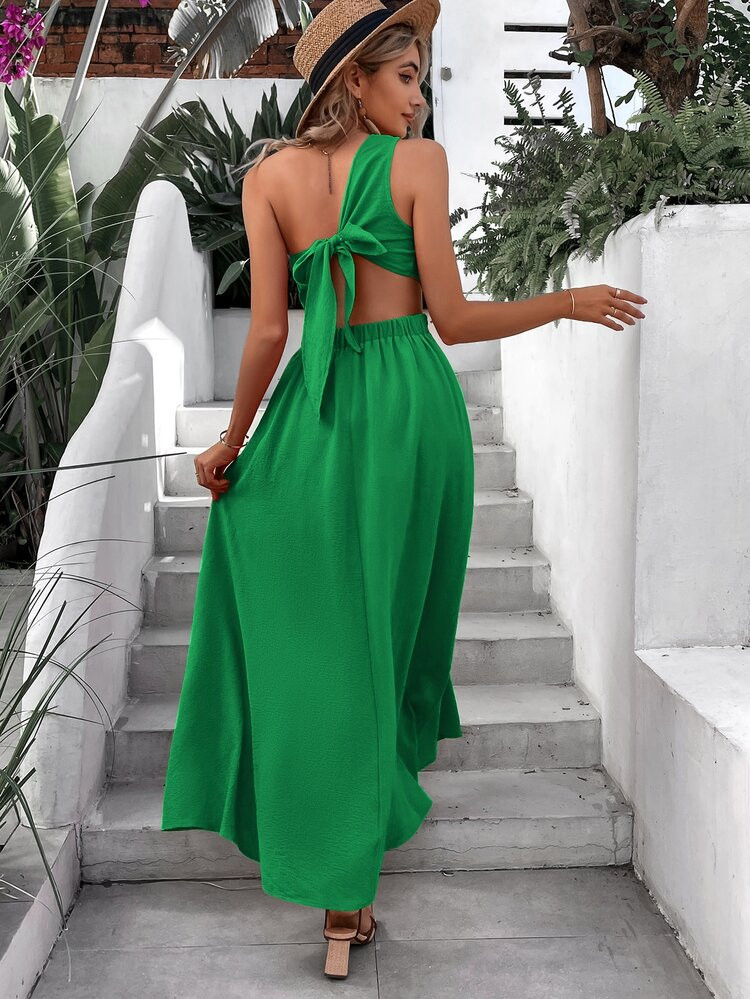 SHEIN VCAY One Shoulder Tie Backless Dress | SHEIN