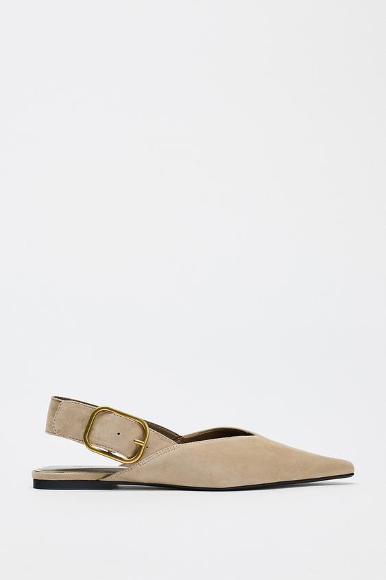 SPLIT SUEDE SLINGBACK SHOES WITH BUCKLE | Zara UK