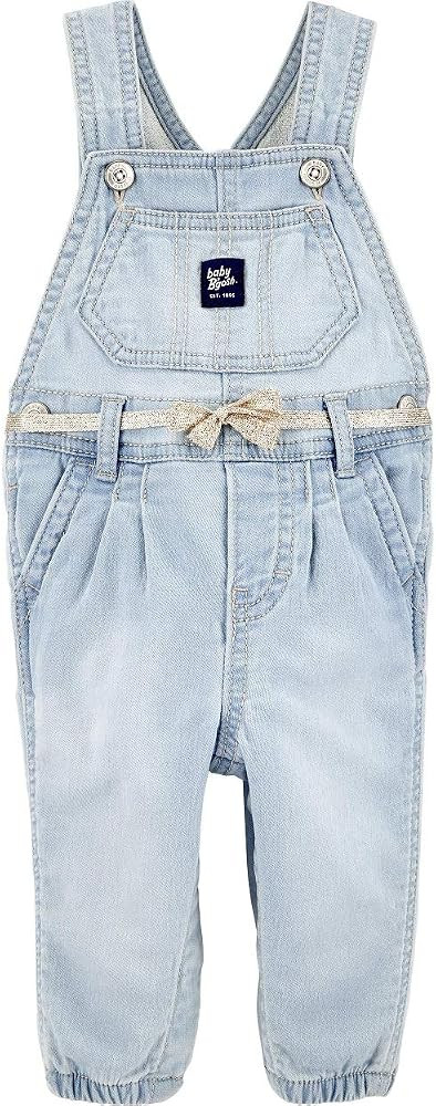 Oshkosh B'gosh Baby & Toddler Girls' Soft Knit Denim Overalls with Functional Pockets & Adjustabl... | Amazon (US)