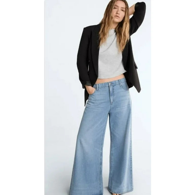 Scoop Women's High Rise Baggy Wide Leg Jean, Sizes 0-18, Available in Short & Long Lengths - Walm... | Walmart (US)