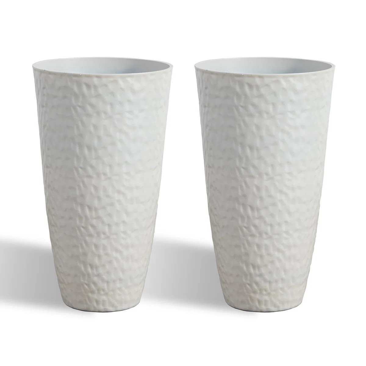 21.7-Inch Tall PE Tapered Planter Pots with Textured Finish (Set of 2) | Wayfair North America