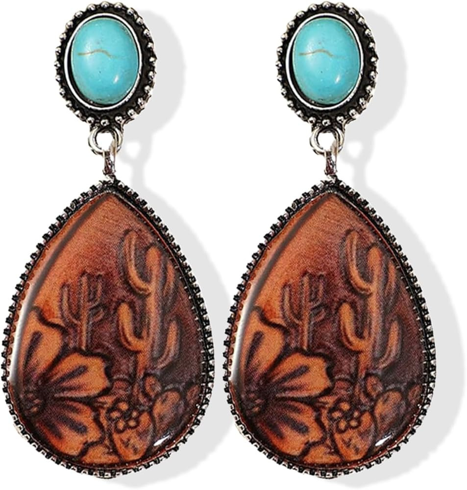 Western Earrings Outfit for Women Oval Silver Earrings Dangle Turquoise Western Jewelry Country C... | Amazon (US)