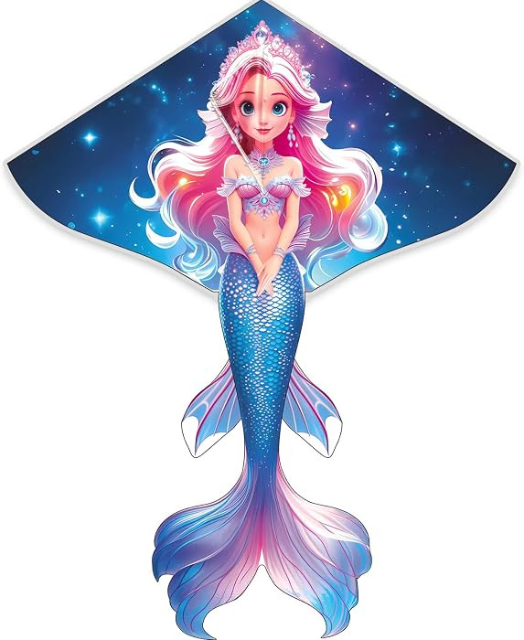 HENGDA KITE Beautiful Mermaid Kite for Kids Children Lovely Cartoon,Easy to Fly and Assemble,Suit... | Amazon (US)