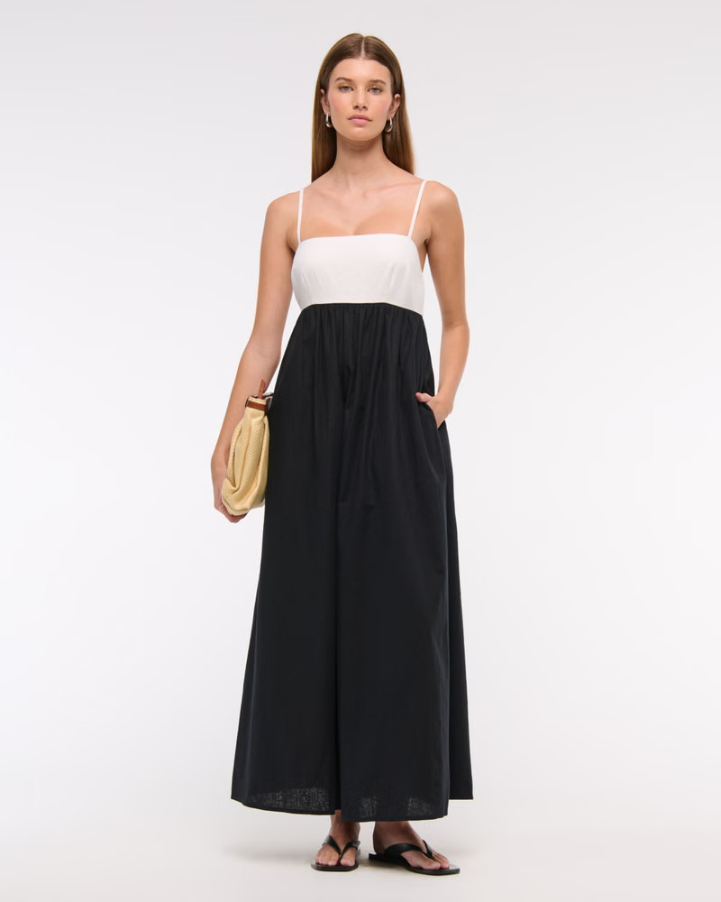 Women's Tie-Back Babydoll Maxi Dress | Women's Dresses & Jumpsuits | Abercrombie.com | Abercrombie & Fitch (US)