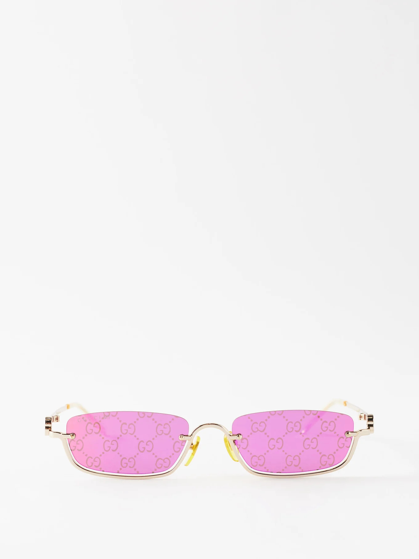 GG mirrored rectangle-frame metal sunglasses | Matches (UK)