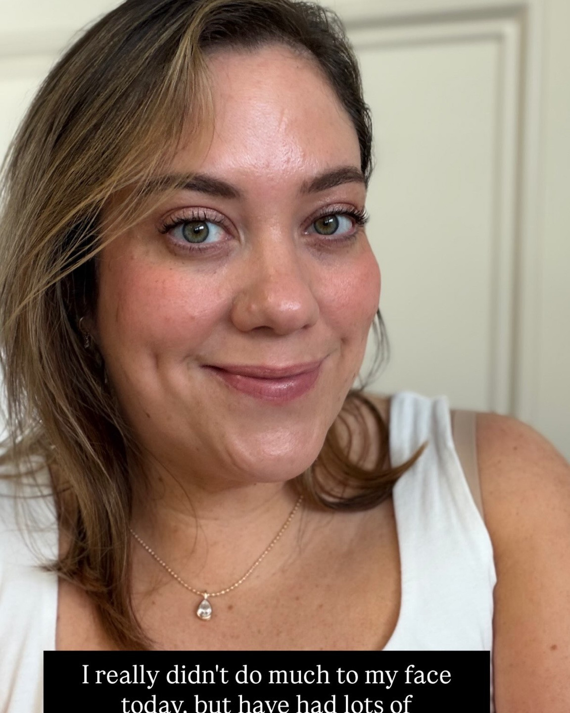 I also got lots of compliments on my (almost) no-makeup look today, and it was actually so low-maintenance. The two secret weapons? This Milk Makeup tinted moisturizer and Laura Mercier setting spray.

The Milk moisturizer is super-hydrating and always makes my skin look fresh and glowy without looking greasy. Missy and I are each on our 4th bottle, I think? I’m not wearing any foundation here — only the tinted moisturizer for just-right barely-there coverage.

And the Laura Mercier setting spray is great. It’s amazing for dry skin because it’s both hydrating and refreshing, and it also leaves your skin with a dewy (not greasy)-looking glow while still blurring and keeping your makeup in place.

#LTKBeauty