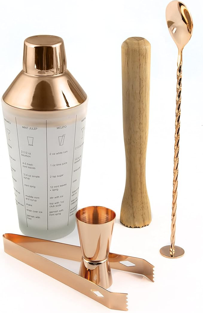 Thirstystone 5-Piece Mixology Tool Set, Bar Accessories For Modern Home, Includes Frosted Glass R... | Amazon (US)