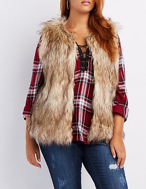 Plus Size Shaggy Faux Fur Vest | Charlotte Russe