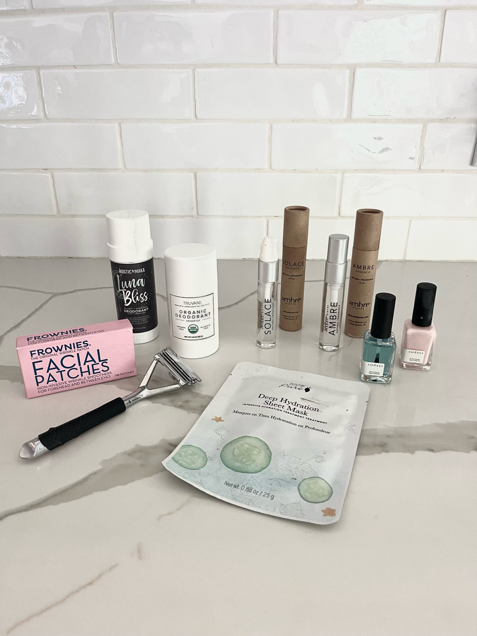 Non toxic toiletry essentials! 

👉🏼 I alternate between these two deodorants. The white one contains baking soda and is completely unscented. The charcoal one has a slight citrus scent and does not contain baking soda.
👉🏼 I tried to stick on frownies facial patches every night to help smooth out fine lines and wrinkles 
👉🏼 this facemask is from 100% pure. Their ingredients are some of the best and I love this facemask for hydration.
👉🏼 this razor is worth the investment, it does not have a moisture strip, so it is completely nontoxic 
👉🏼 Sundays nail polish is free of the worst chemicals (can’t link, available on their website) 
👉🏼 Ambre Blends is one of my favorite low-tox perfumes. The Solace scent is my favorite (can’t link but available on their website) 

#LTKSeasonal #LTKBeauty