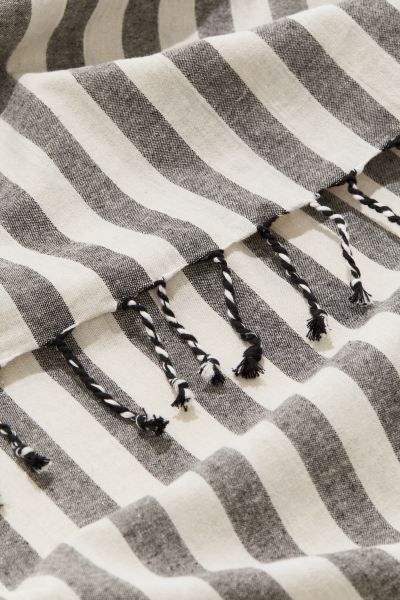 Linen-blend Bath Sheet - Gray/striped - Home All | H&M US | H&M (US + CA)