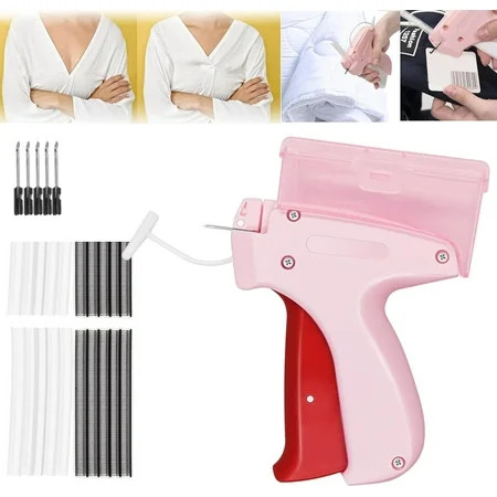Micro Stitch Gun for Clothes,Quilt Hemming,Price Tag,Quick Clothing Fixer with Storage Box, Mini Stitch Sewing Gun with 6 Needles 600 White 600 Black 5mm Micro Fasteners(Light Pink) | Walmart (US)