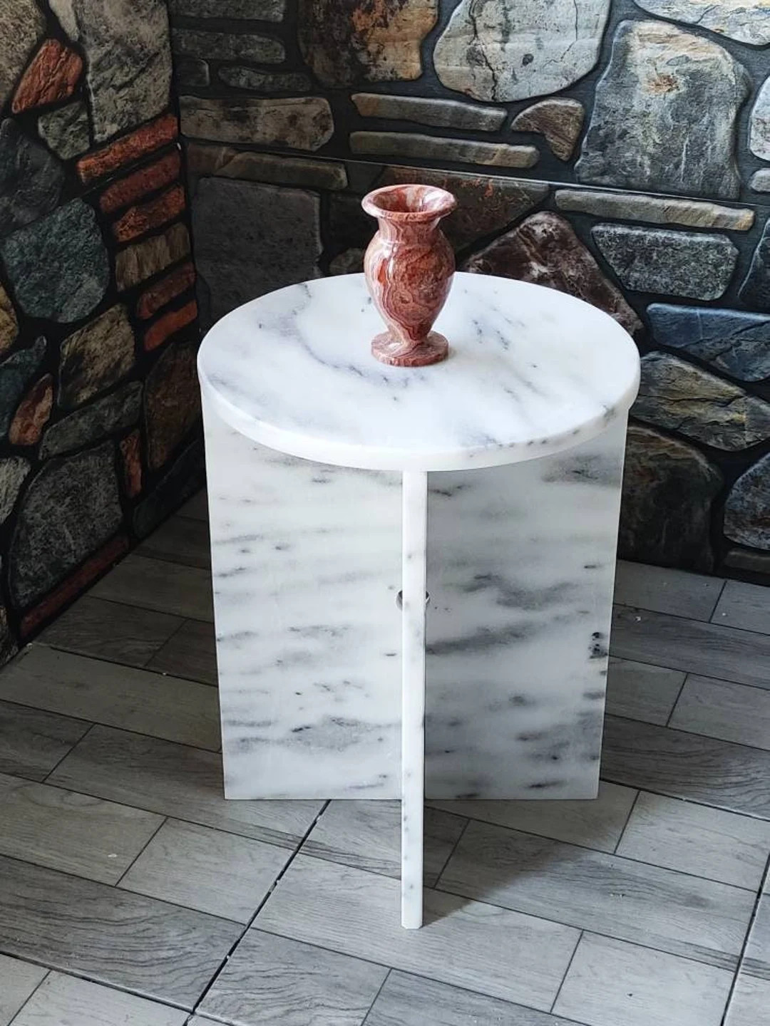 White Light Gray Real Marble Coffee Table end table, side table italian model FREE SHIPPING | Etsy (US)