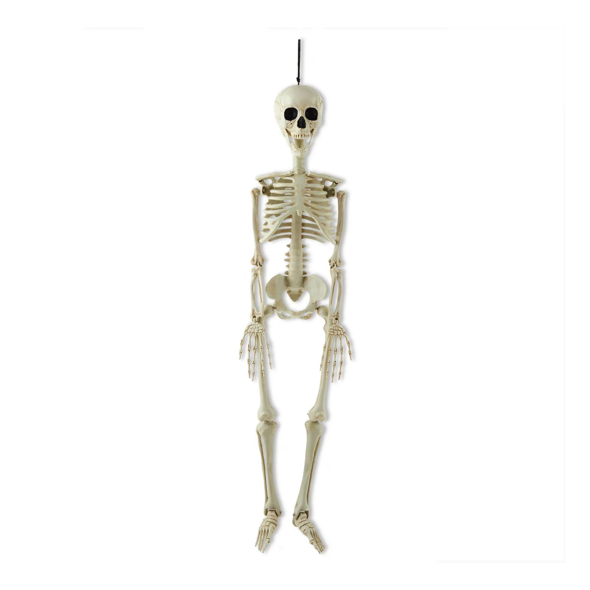 Halloween Plastic Posable Skeleton Hanging Decor, Bone Color, 35 in, by Way To Celebrate | Walmart (US)