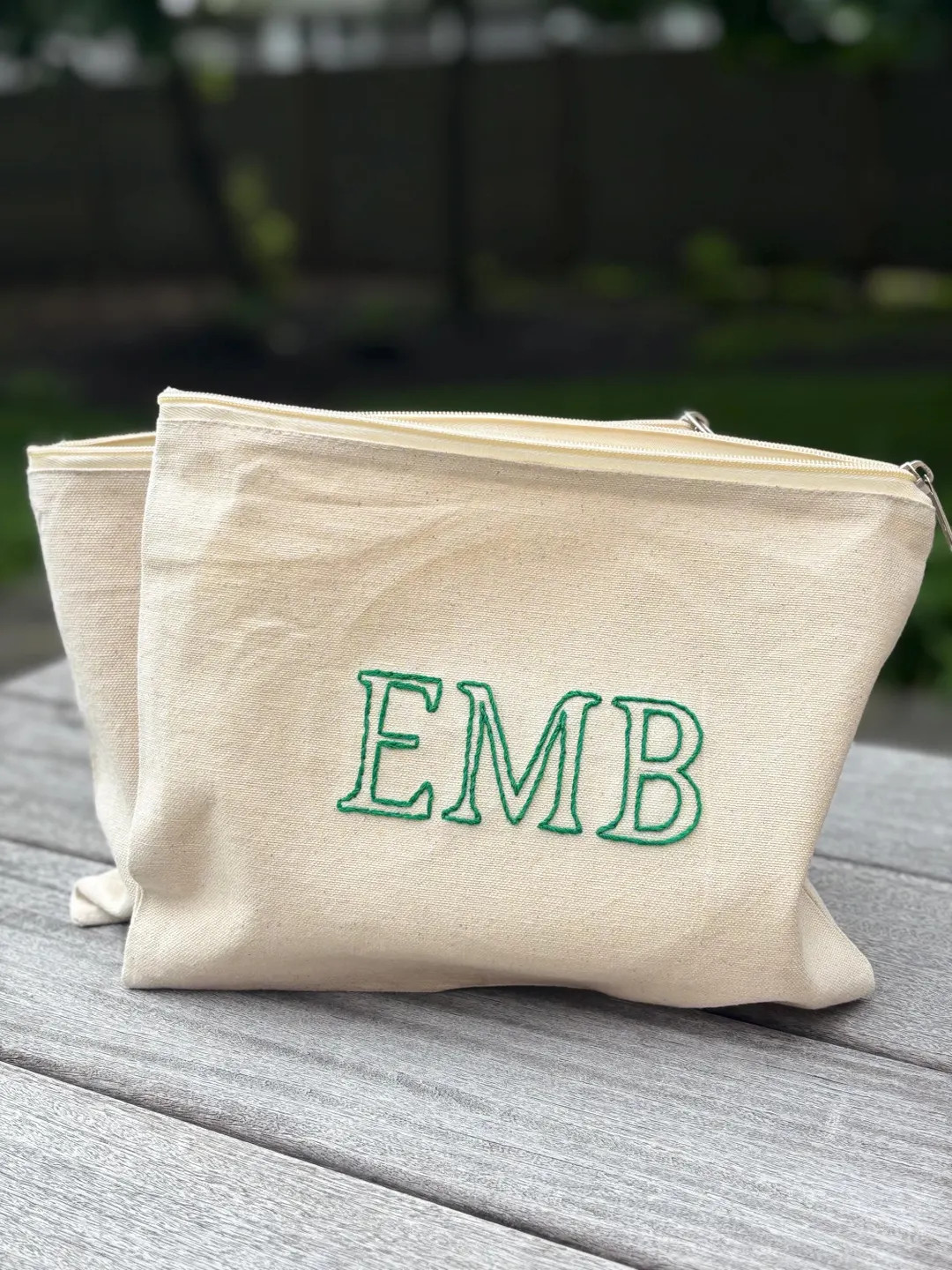 Embroidered Initials Canvas Pouch - Etsy | Etsy (US)