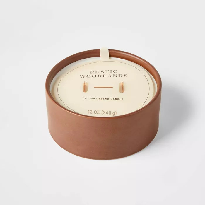 12oz Ceramic Wooden Wick Rustic Woodlands Candle - Threshold™ | Target