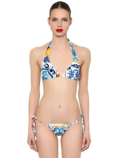 DOLCE & GABBANA, Bikini aus lycra mit majolikadruck, Bunt, Luisaviaroma | Luisaviaroma