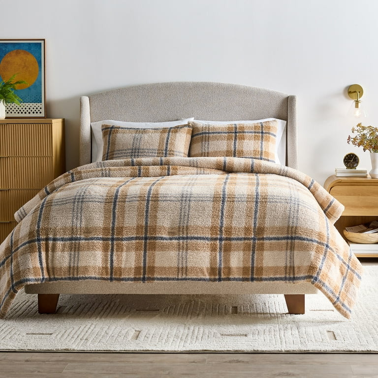 Better Homes & Gardens Printed Cozy Knit 3-piece Comforter Set, Full/Queen Size, Farmhouse Plaid ... | Walmart (US)