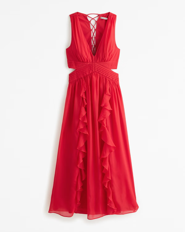 Lace-Up Back Maxi Dress | Abercrombie & Fitch (US)