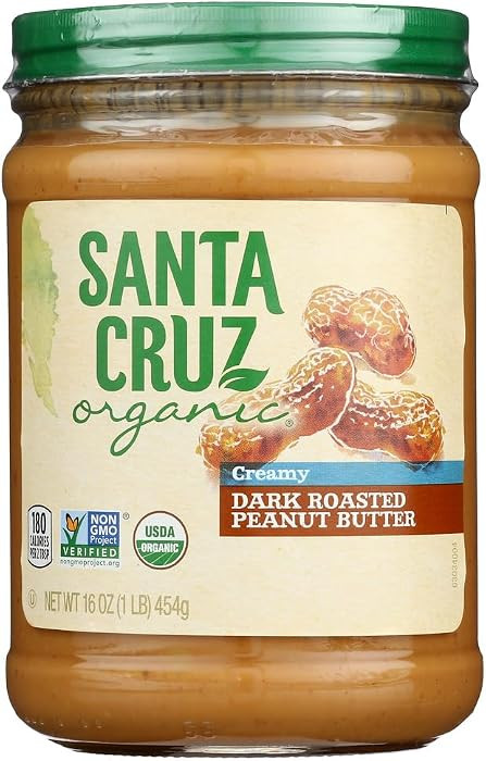 Santa Cruz - Organic Creamy Dark Roasted Peanut Butter - 3 Pack (16 oz per jar) - Plus GTF Sticke... | Amazon (US)