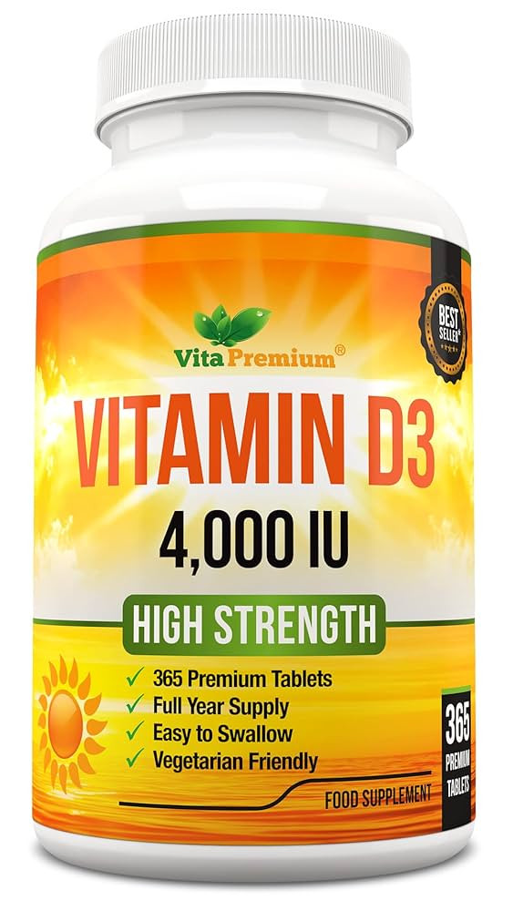Vitamin D 4,000 IU Tablets, Maximum Strength Vitamin D3 Supplement, 365 Easy to Swallow Tablets -... | Amazon (UK)
