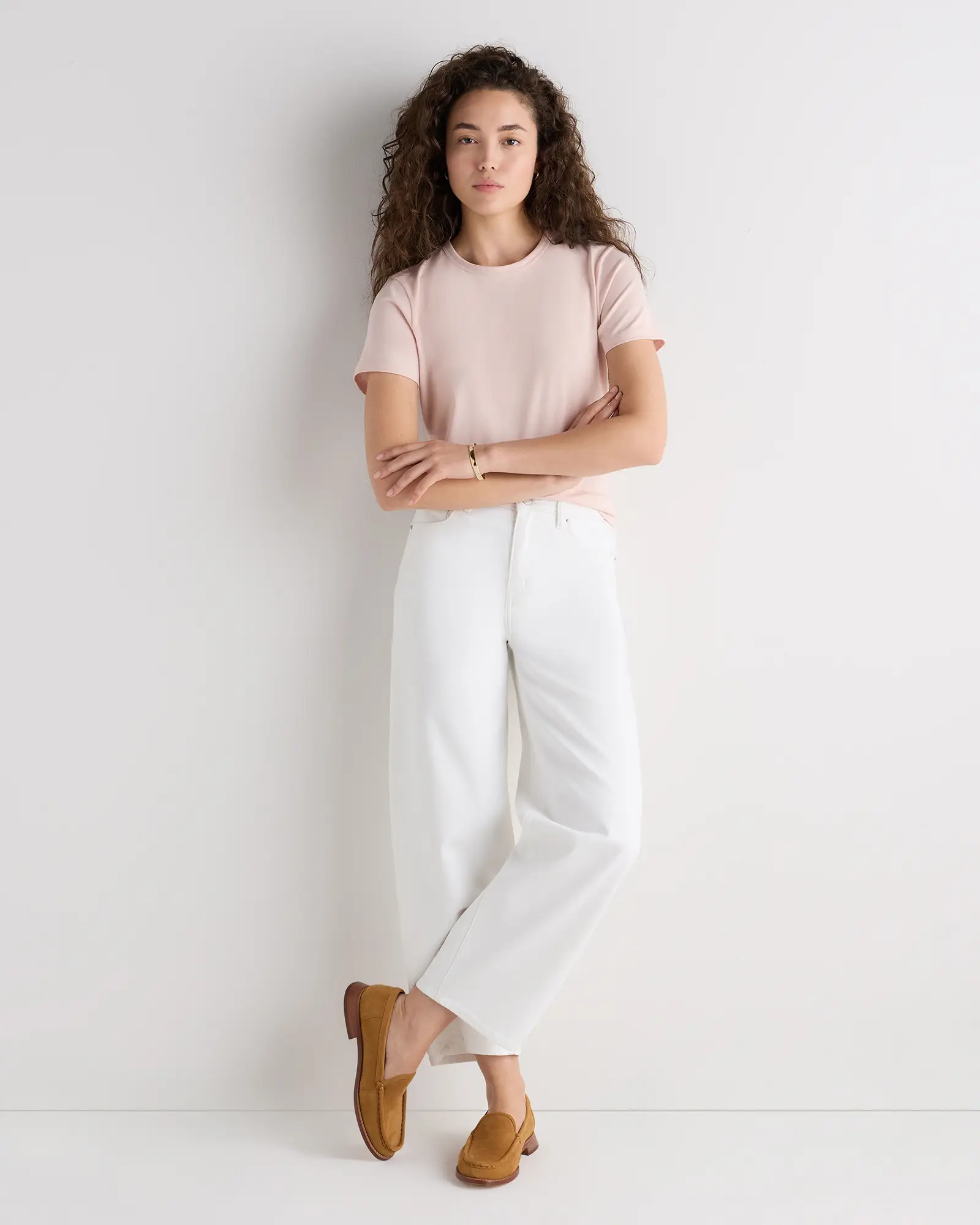 100% Pima Cotton Luxe Touch Slim Fit Tee in Shell Pink | Quince