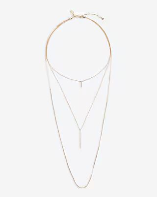 3 Row Layered Y Bar Necklace | Express