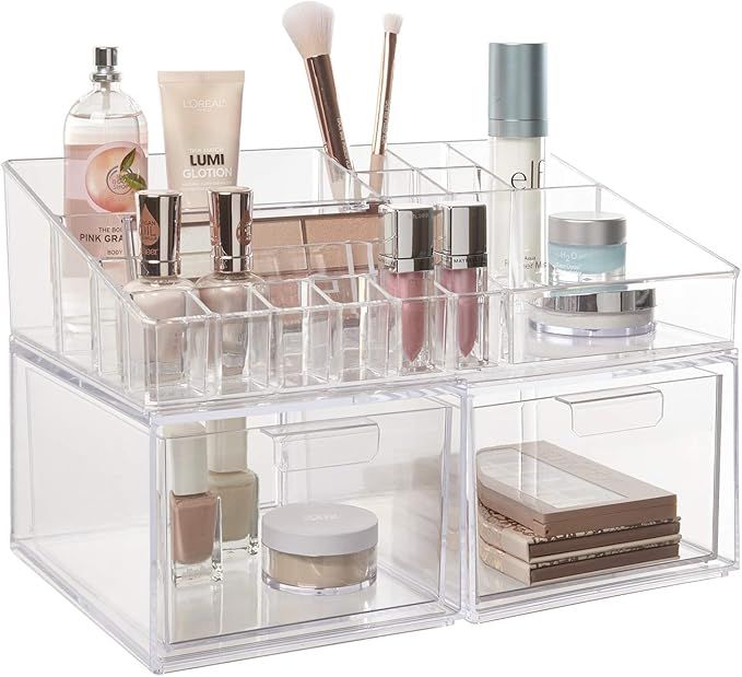 Audrey Stackable Cosmetic Organizer Drawers and Cosmetic and Makeup Palette Organizer Bundle | Amazon (US)