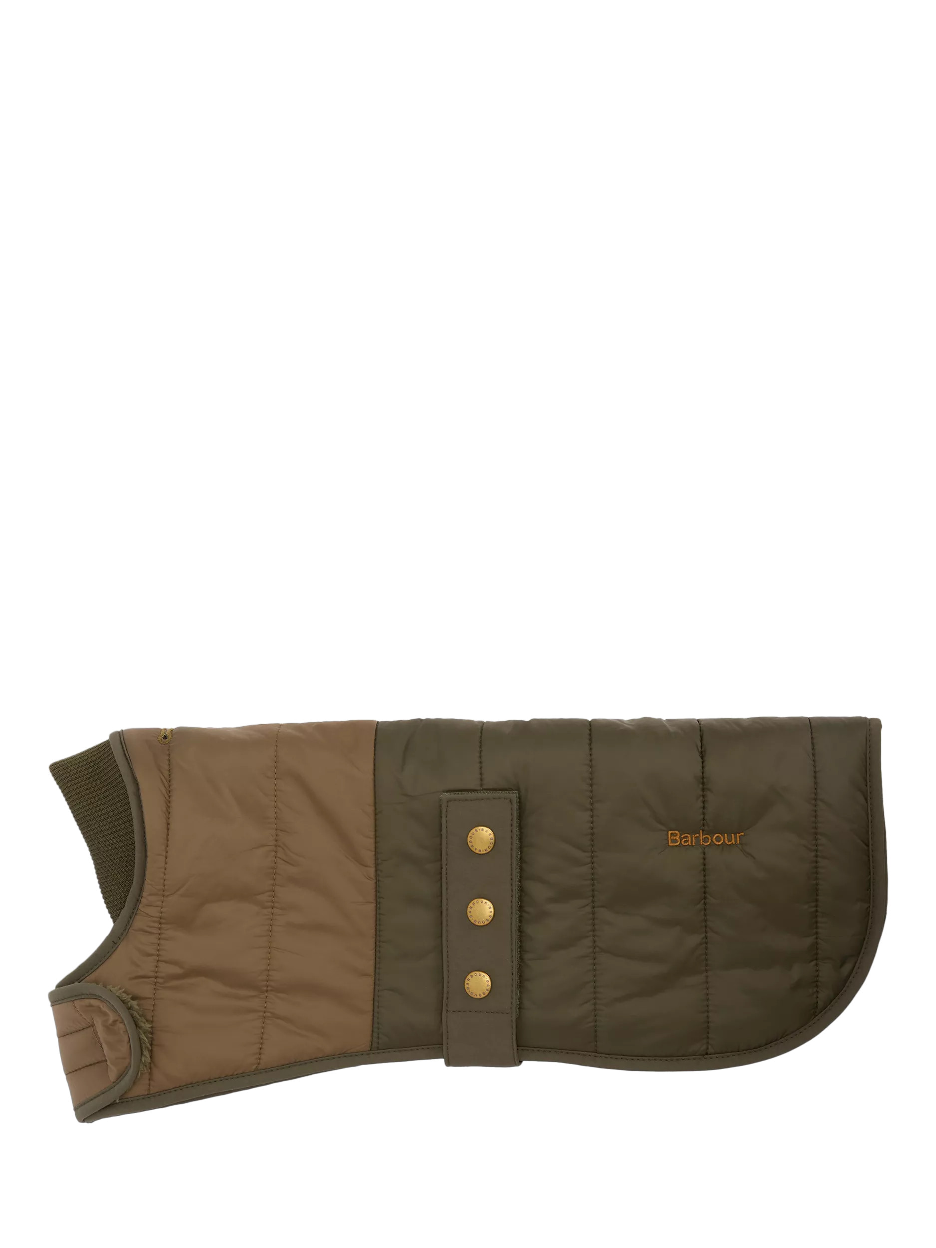 Barbour Brampton Quilted Dog Coat, Green Olive | John Lewis (UK)