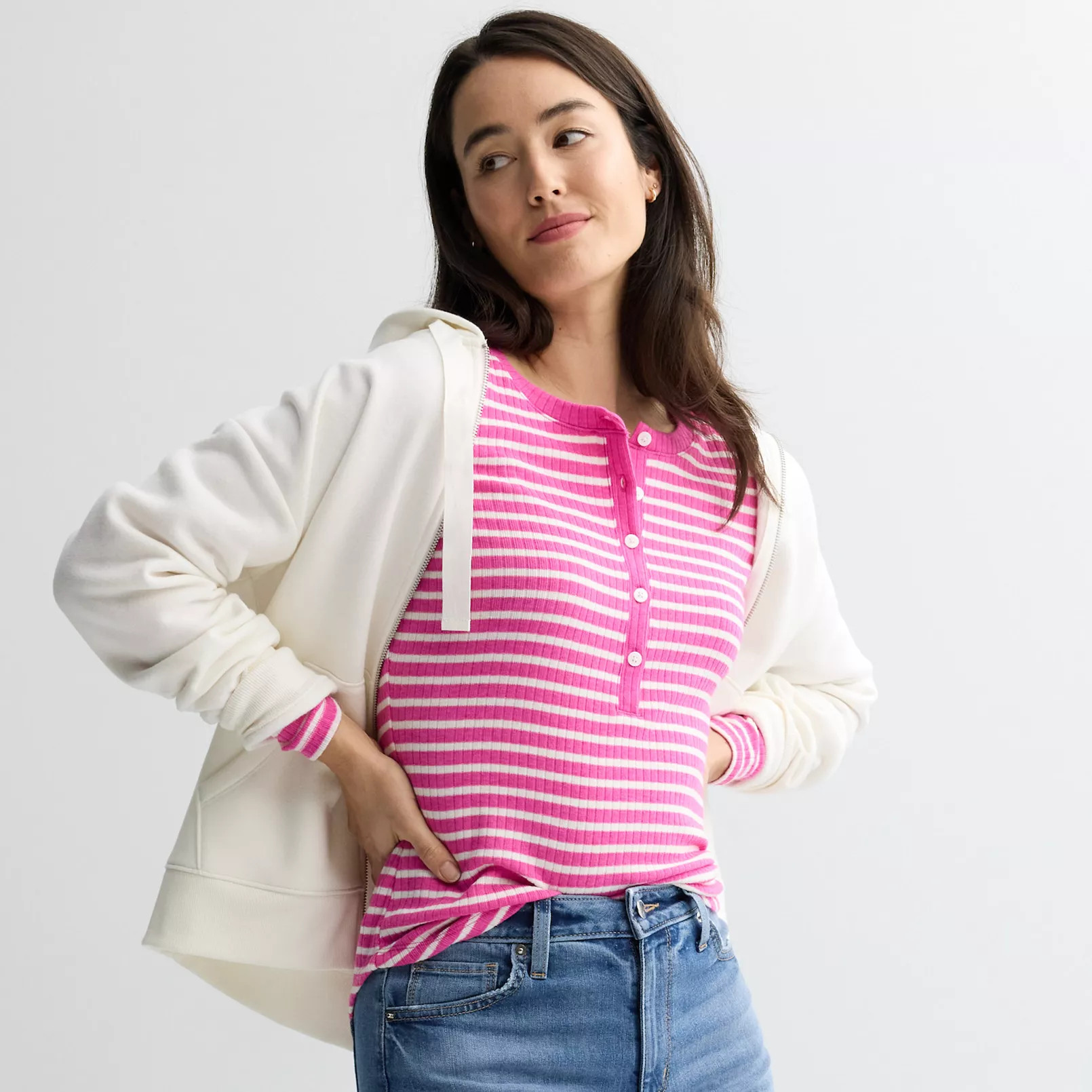 Women's Sonoma Goods For Life® Long Sleeve Henley Top | Kohl's