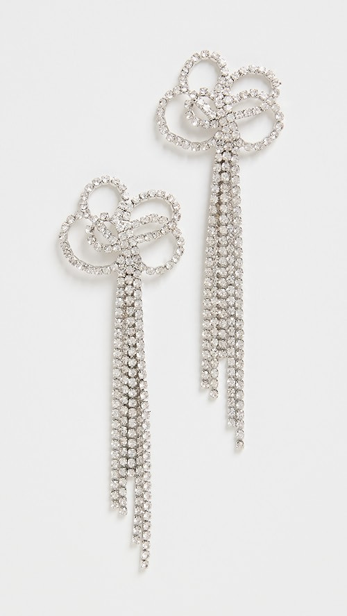 Kenneth Jay Lane Silver Crystal Bow Top Post Earrings | SHOPBOP | Shopbop