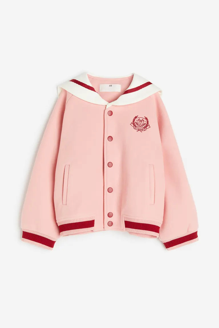 Baseball Jacket with Collar - Light pink/Dragon - Kids | H&M US | H&M (US + CA)