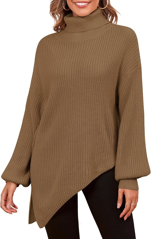 ZAFUL Women Christmas Sweater Oversized Pullover Sweaters Casual Loose Long Sleeve Knit Tops | Amazon (US)