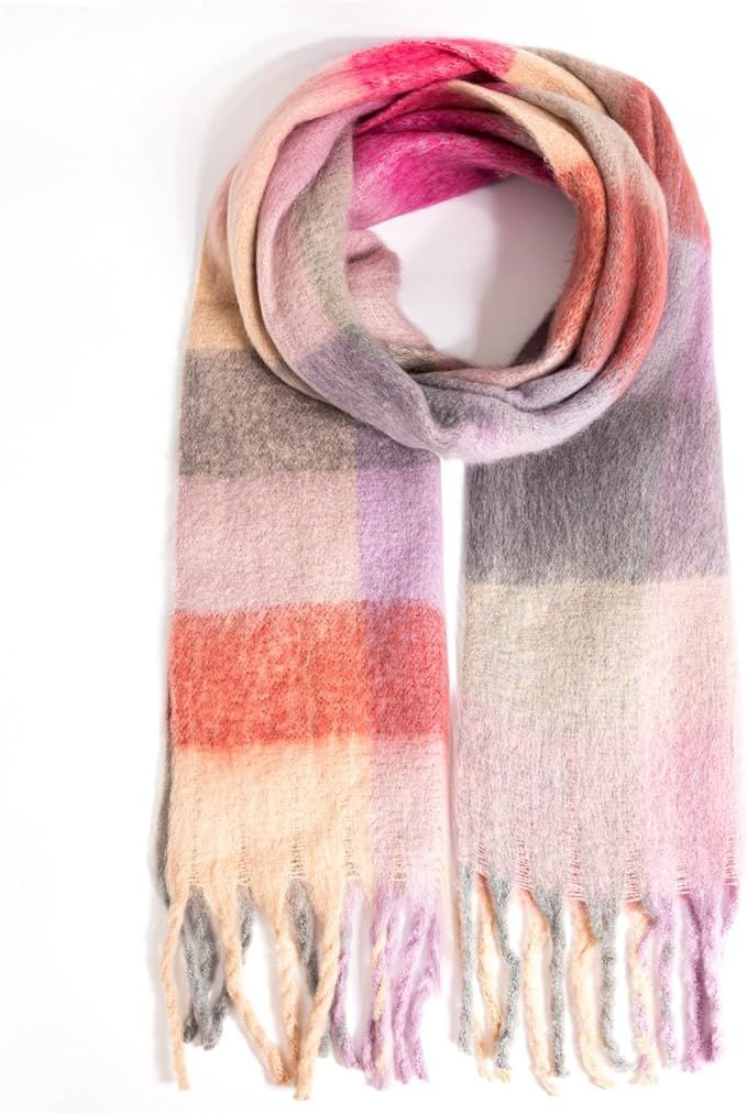 AUSEKALY Women's Scarf Cashmere Big Colorful Plaid Thick Wrap Winter Oversized Warm Blanket Chunk... | Amazon (US)
