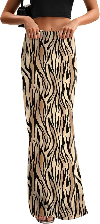 KIFOVEN Women's High Waist Elastic Flare Sexy Bodycon Basic Slim Maxi Skirt | Amazon (US)