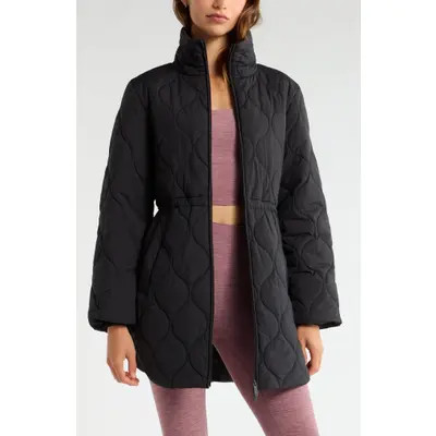 Zella Longline Onion Quilted Bomber Jacket in Ivory Egret at Nordstrom, Size X-Small | Nordstrom