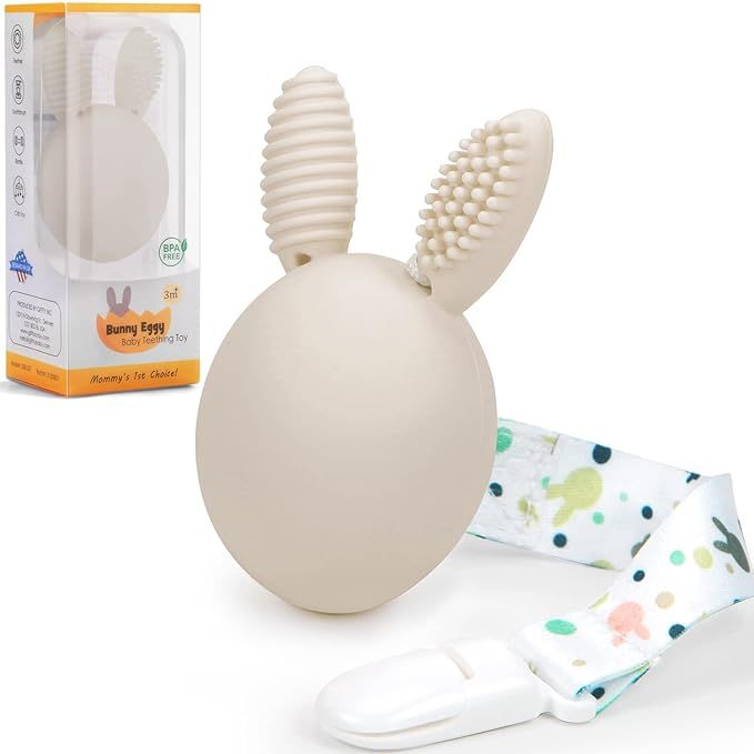 Bunny Eggy Baby Teething Toy Toothbrush Teether Rattle Easter Egg Bunny Rabbit Toy Teething Pain ... | Amazon (US)