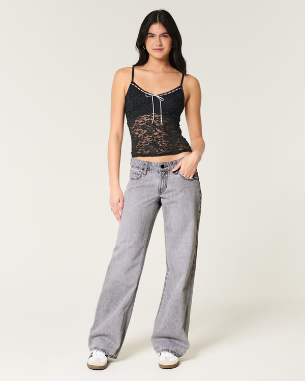 Women's Low-Rise Grey Baggy Jeans | Women's Clearance | HollisterCo.com | Hollister (US)
