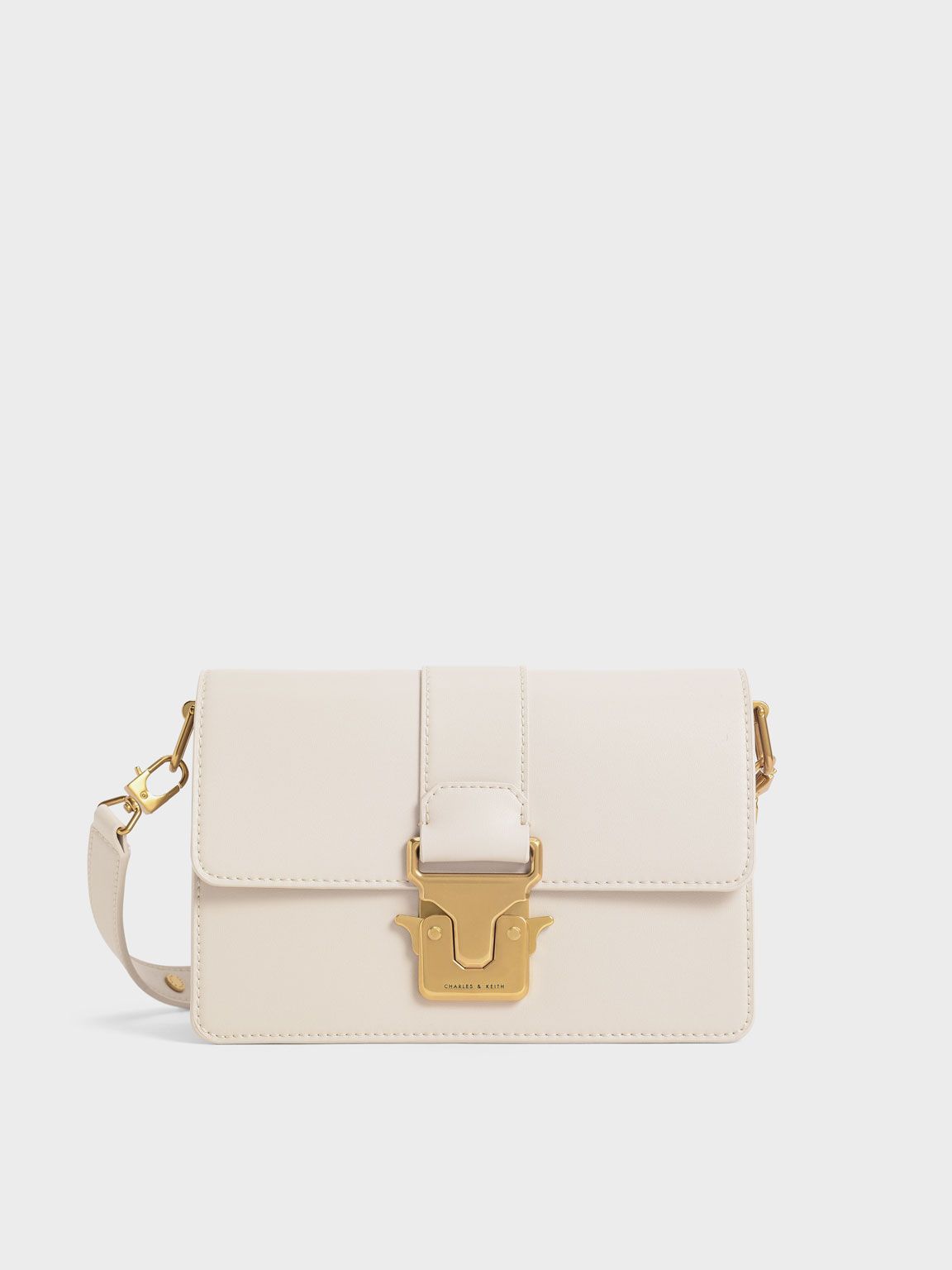 Metallic Accent Shoulder Bag
 - Ivory | Charles & Keith US