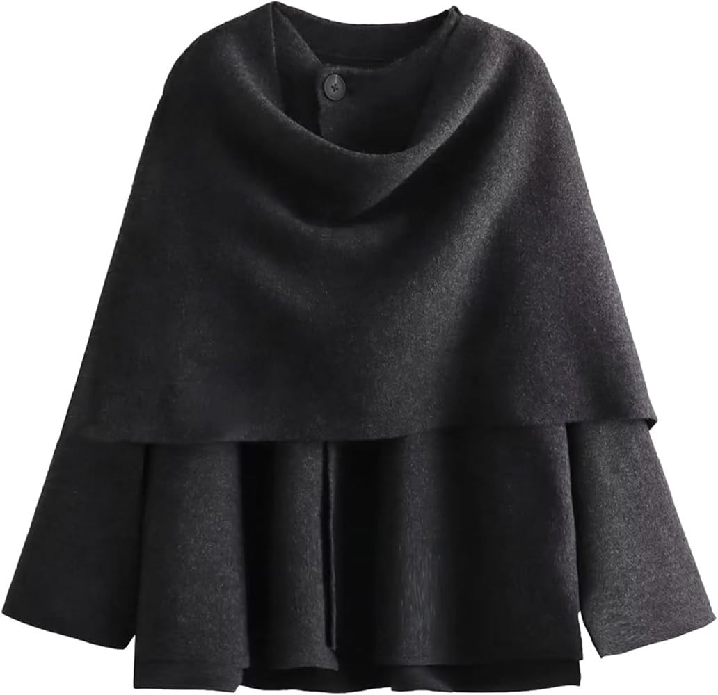 Kissonic Women's Oversized Scarf Jacket Shawl Wraps Knit Long Sleeve Button Winter Peacoat | Amazon (US)