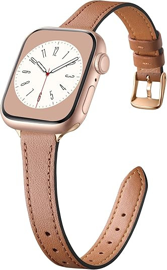 Charlam Slim Leather Band Compatible with Apple Watch Bands for Women 40mm 38mm 41mm 42mm 44mm 45... | Amazon (US)