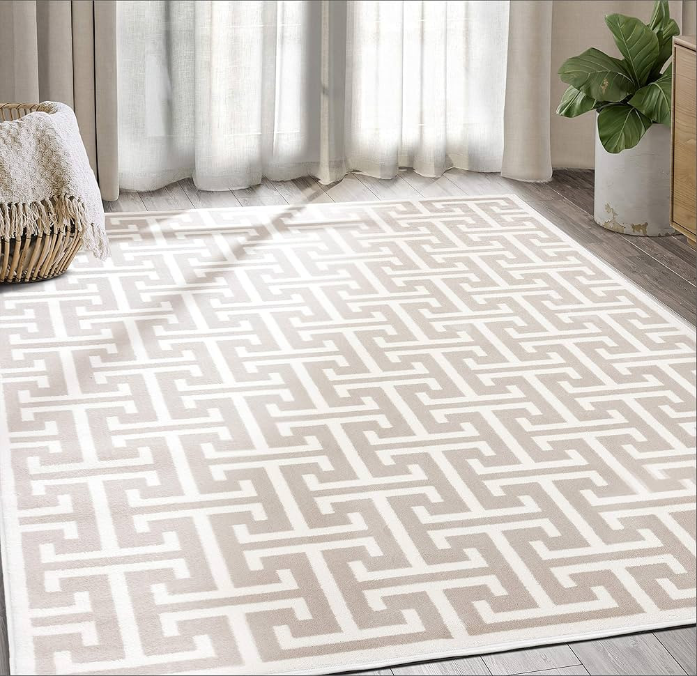 Abani Contemporary 3D Beige & White Geometric Area Rug - Modern 3' x 5' Arto Collection Neutral R... | Amazon (US)