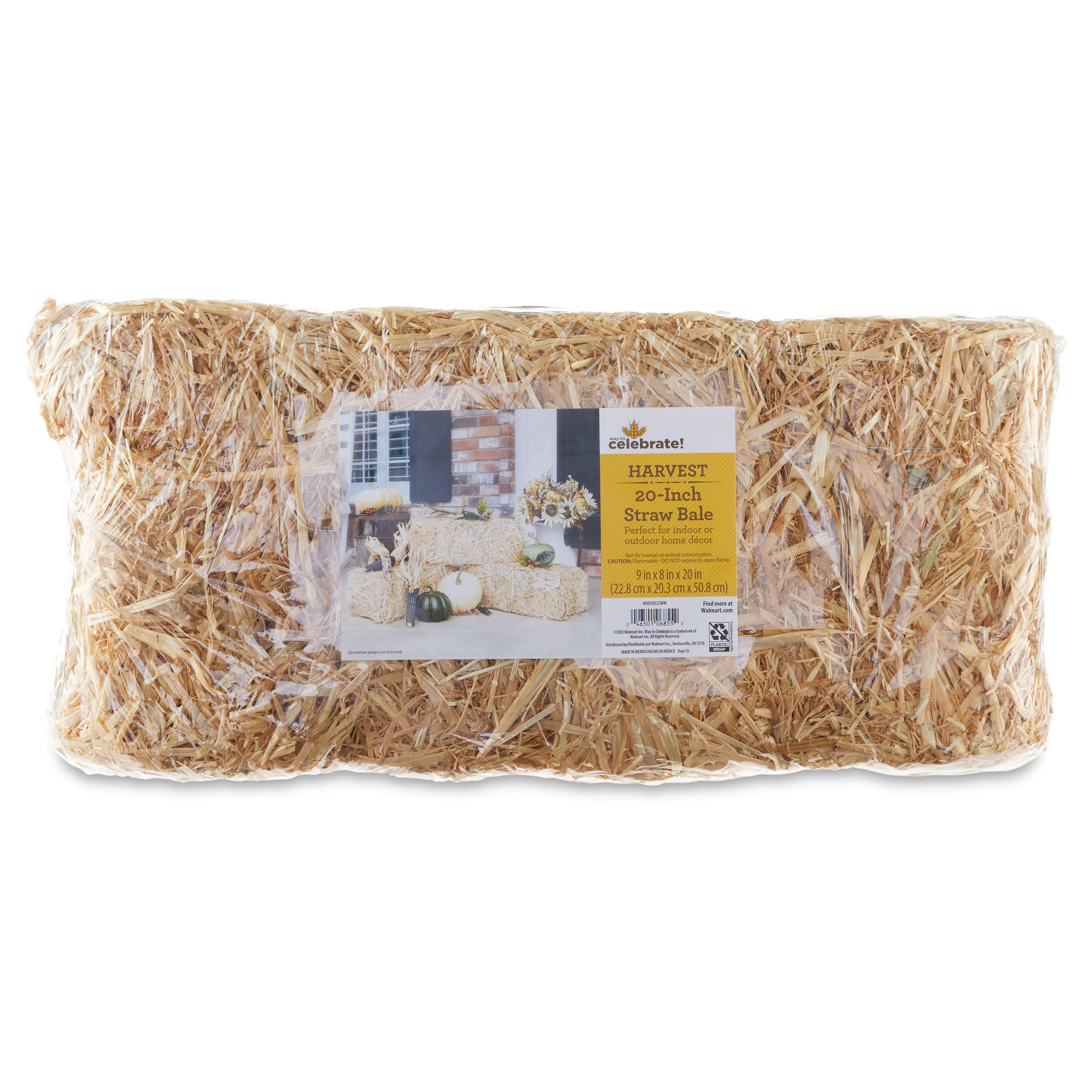 Fall, Harvest 20-inch Decorative Natural Straw Bale, Way to Celebrate - Walmart.com | Walmart (US)