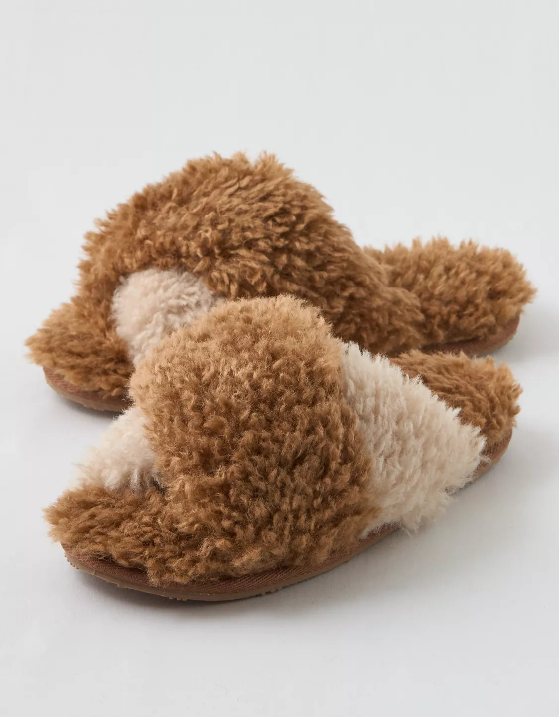 Aerie Fuzzy Criss Cross Slippers | Aerie