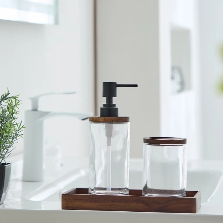 Better Homes & Gardens Classic 3- Piece Wood Glass Bathroom Canister Sets | Walmart (US)